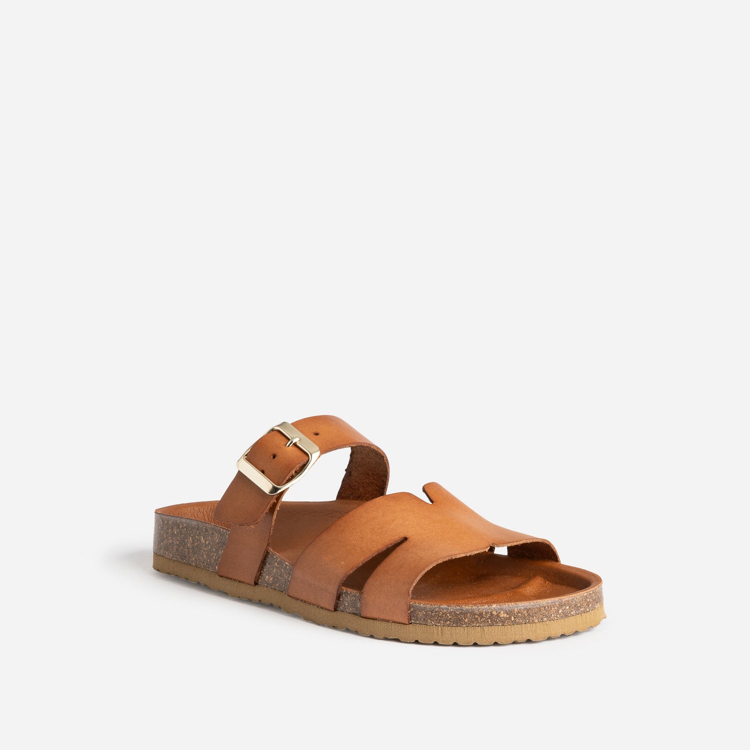 Mule cognac cuir double bride