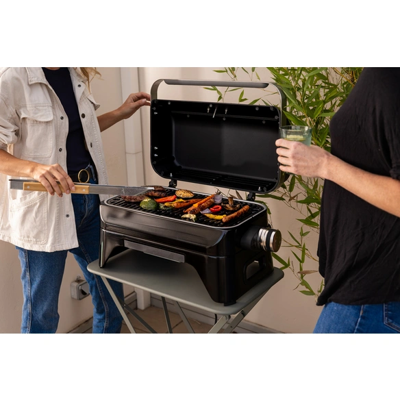 Elektrogrill, Kochfläche: 1248 cm², silberfarben/schwarz