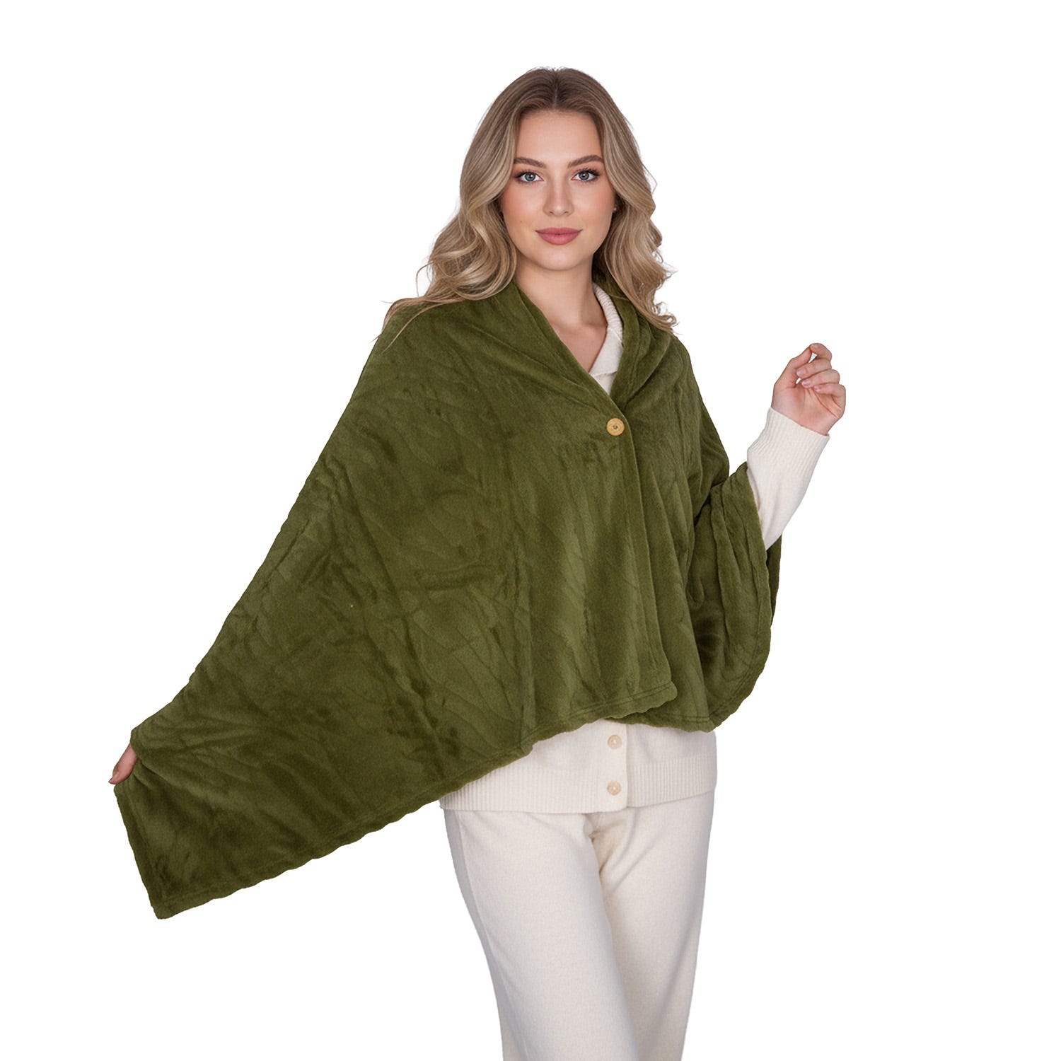 Scialle 70x160 cm verde motivo 3D Flannel