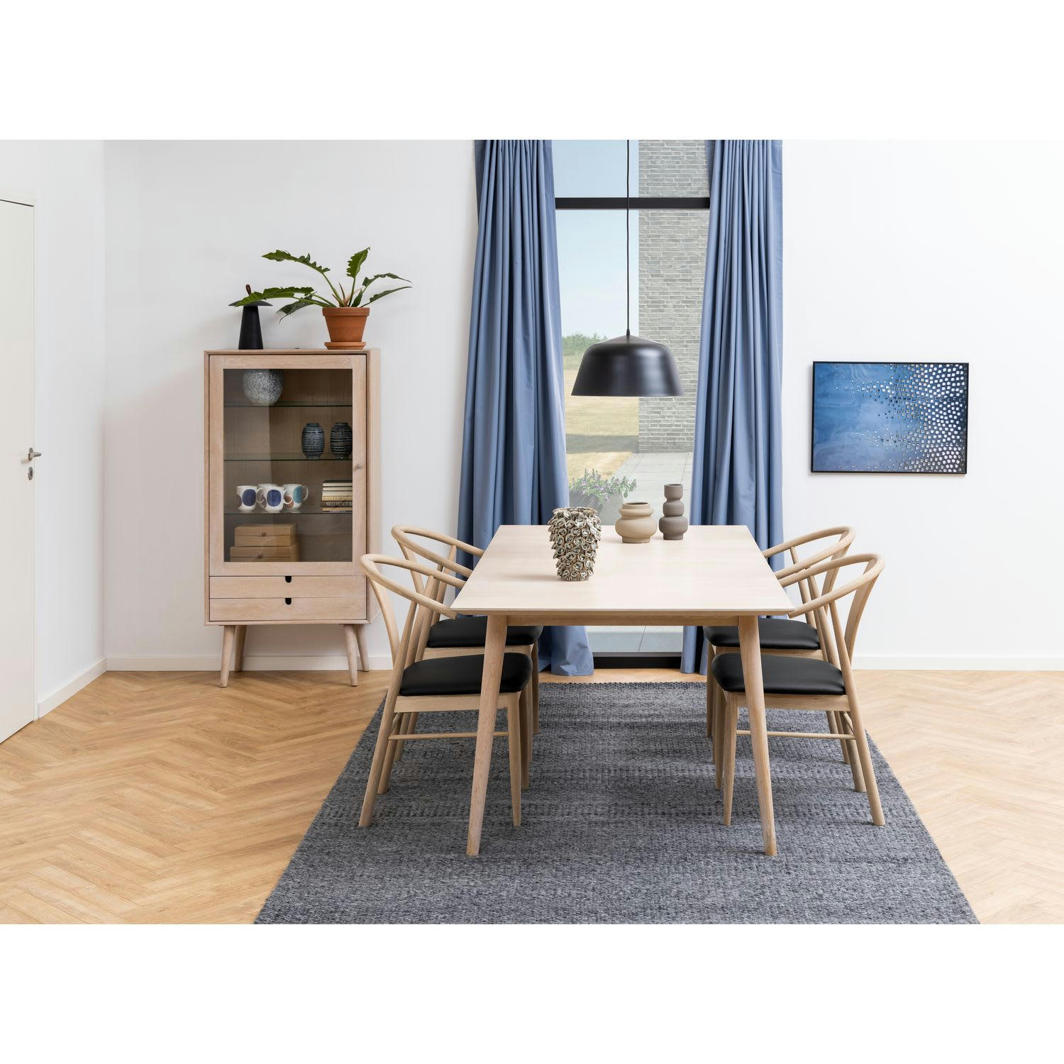 DINER - Vitrine 3 étagères diner en panneau de particules et verre avec 2