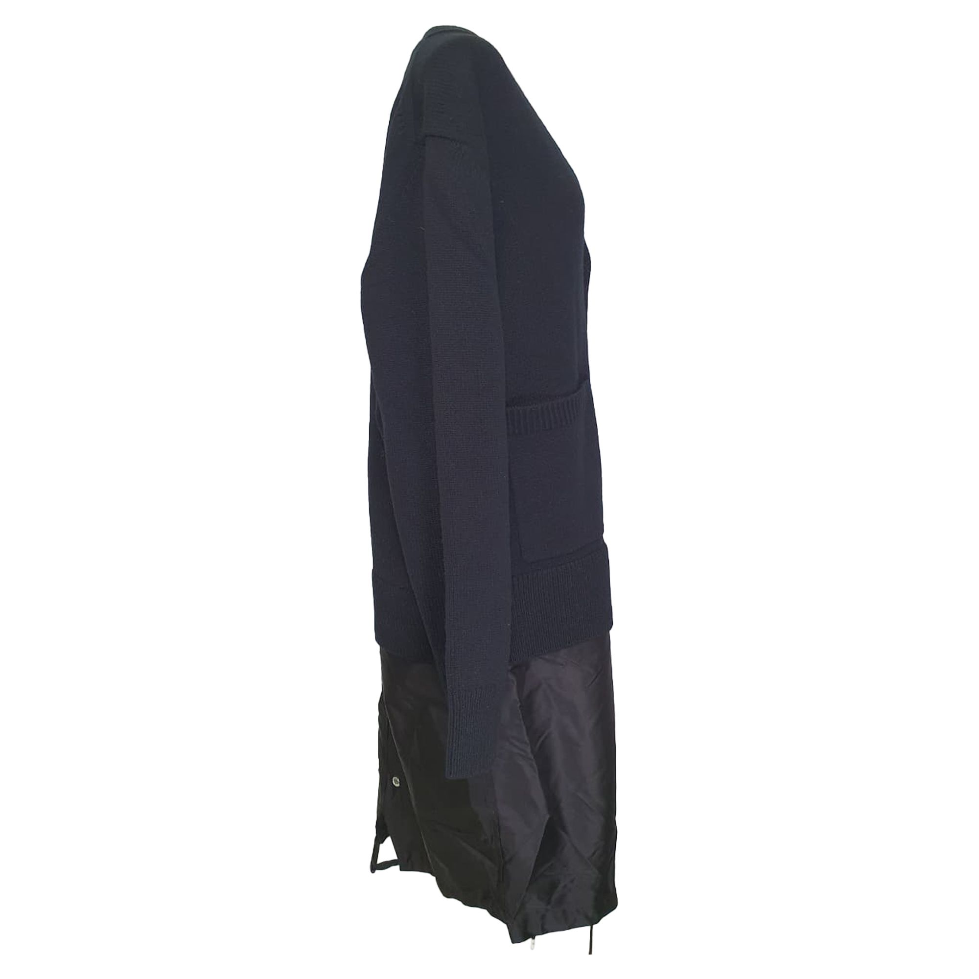 Burberry Preloved Perren Contrast Nylon Panel Cardigan In Black Wool