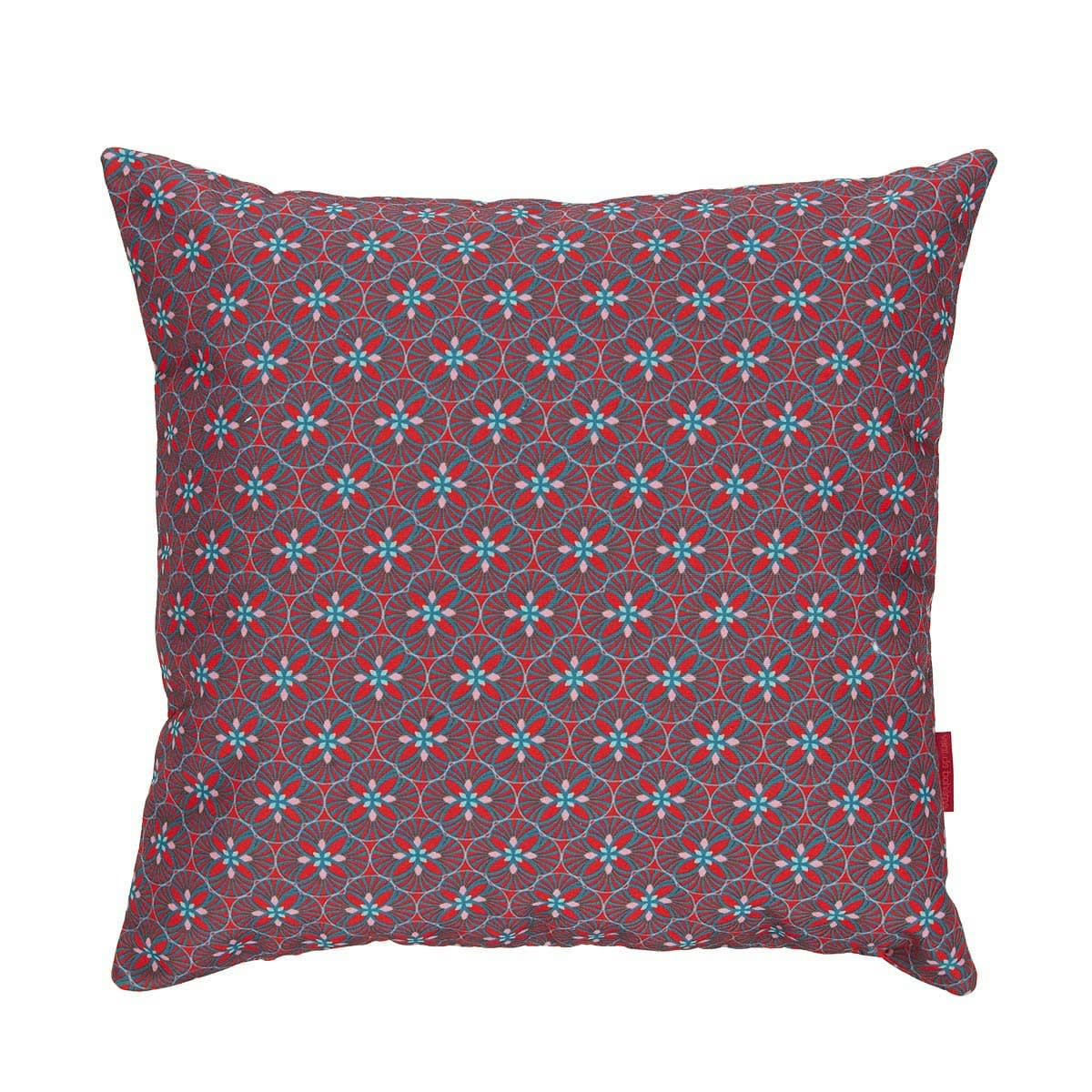 LOTUS - Housse de coussin extérieur graphique rouge 45x45cm