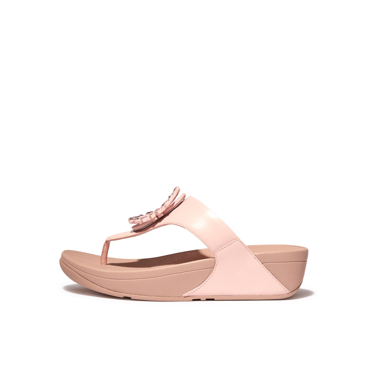 FitFlop - LULU CRYSTAL-CIRCLET LEATHER TOE-POST SANDALS - Pink / Salt