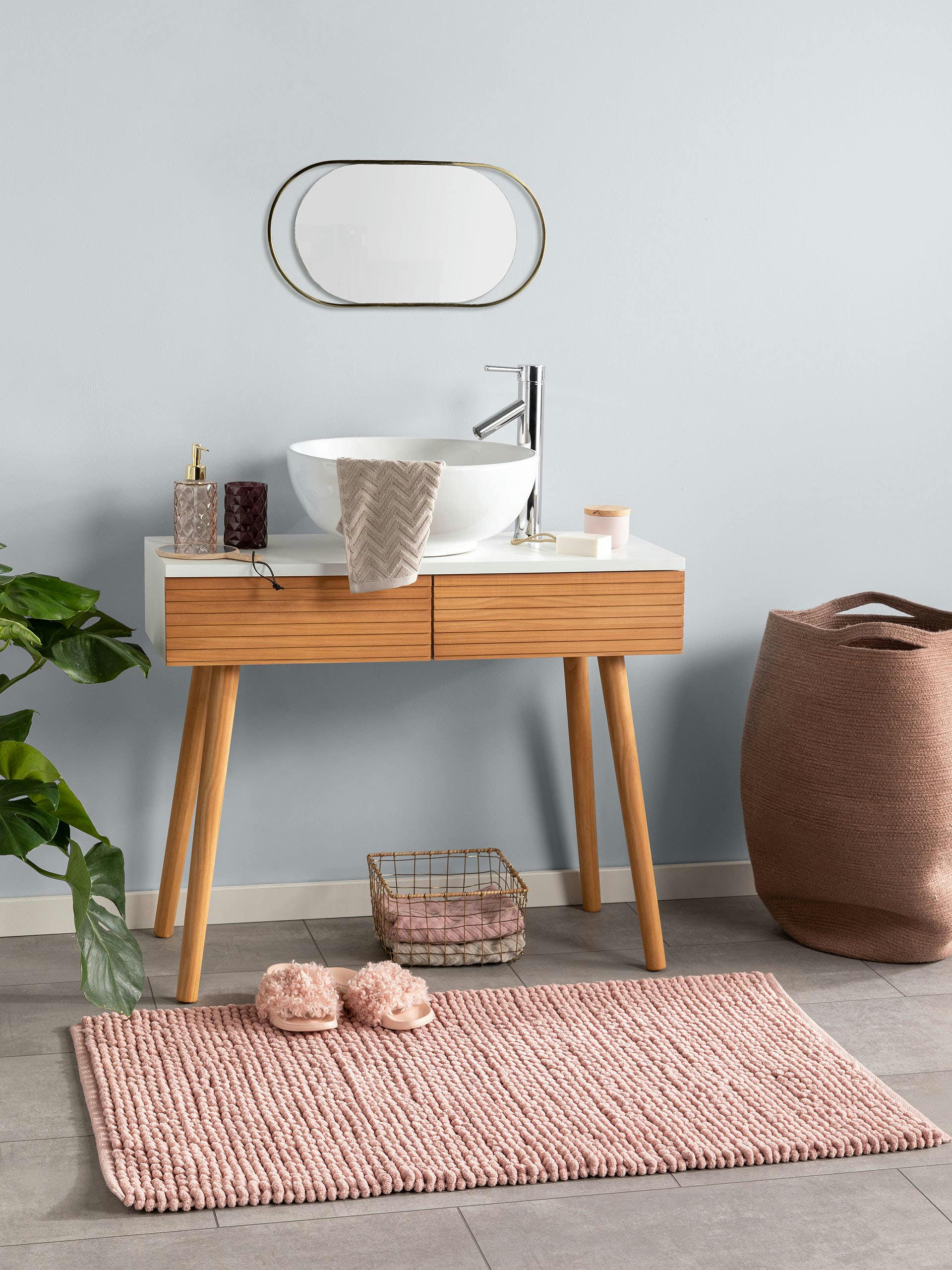 LYNN - Tapis de bain rose 50x80