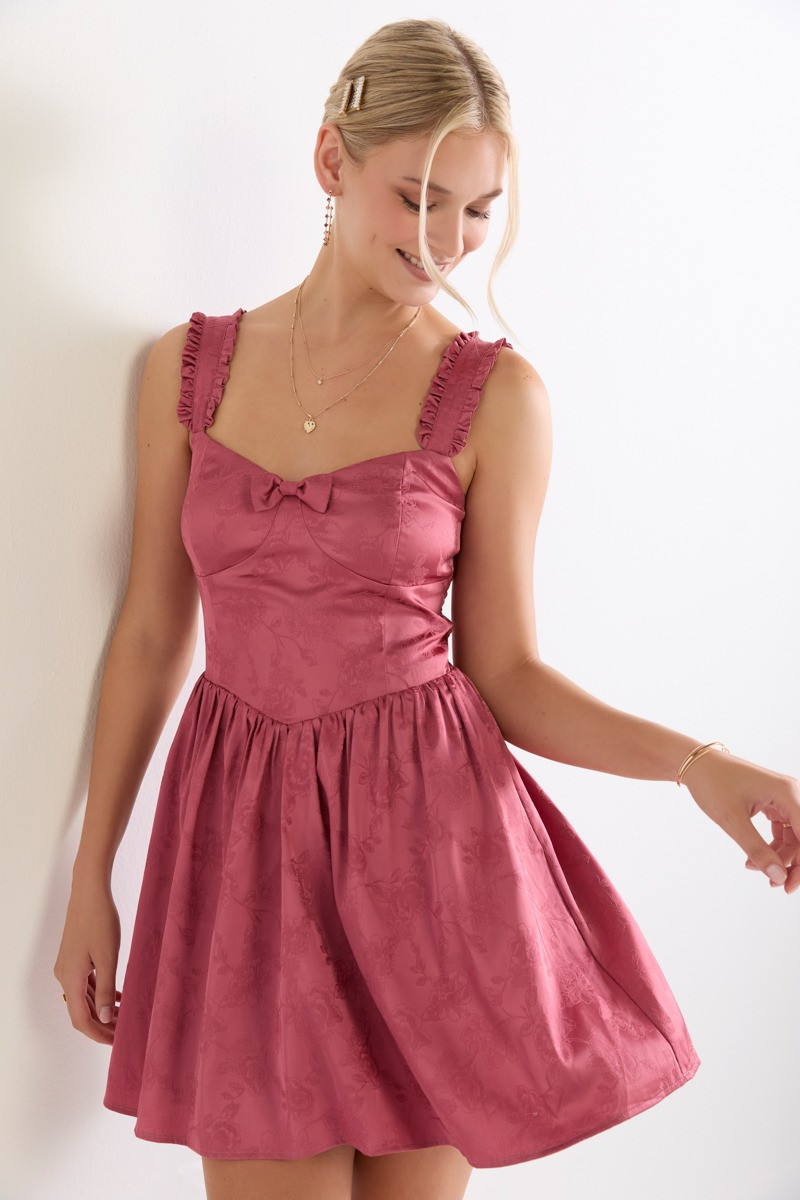 Amanda Jacquard Fit And Flare Mini Dress