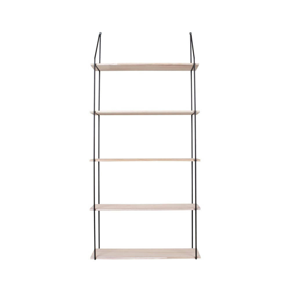 EINDHOVEN - Etagère murale en métal et bois 65x17xH145 cm bois clair  et  noir