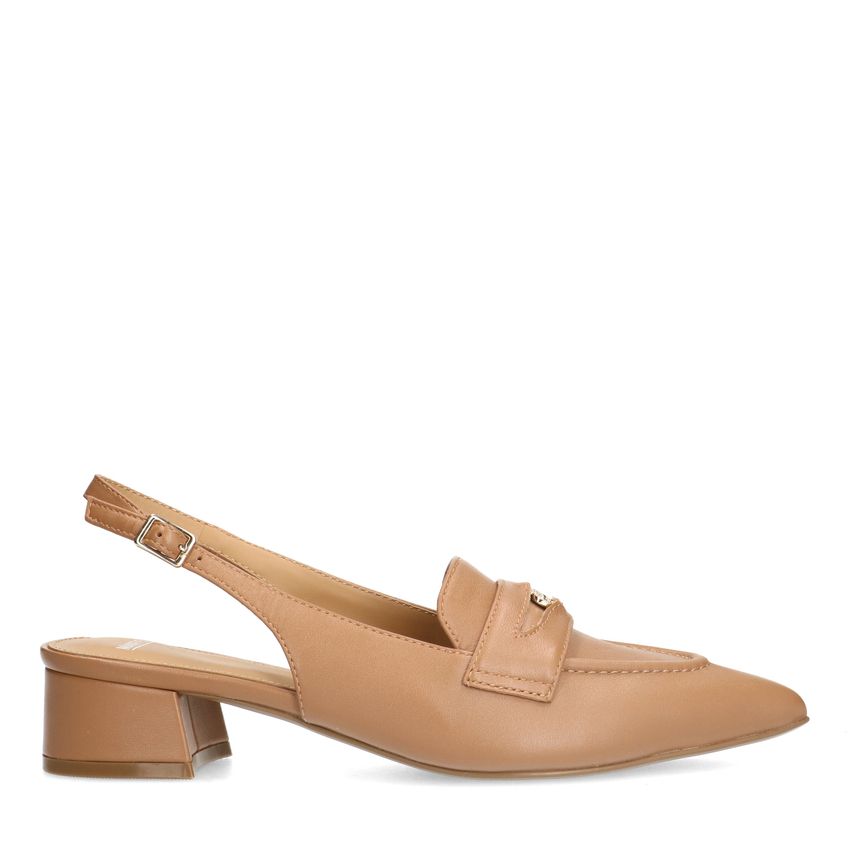 Manfield Taupe leren slingbacks