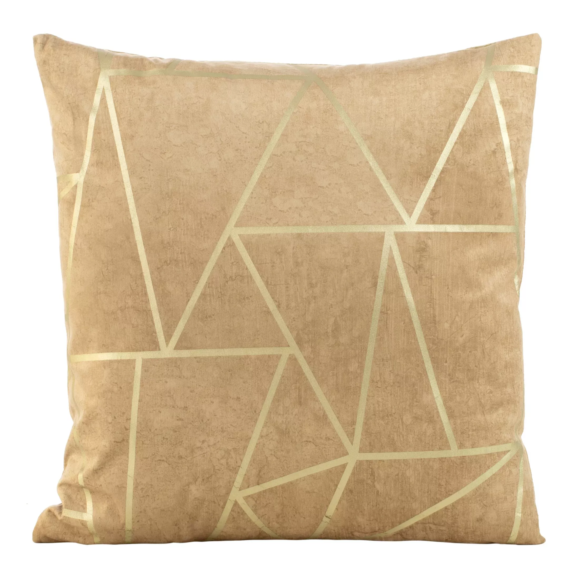 Poszewka na poduszkę 45x45 cm welwetowa beżowa z nadrukiem geometrycznym BLINK 29