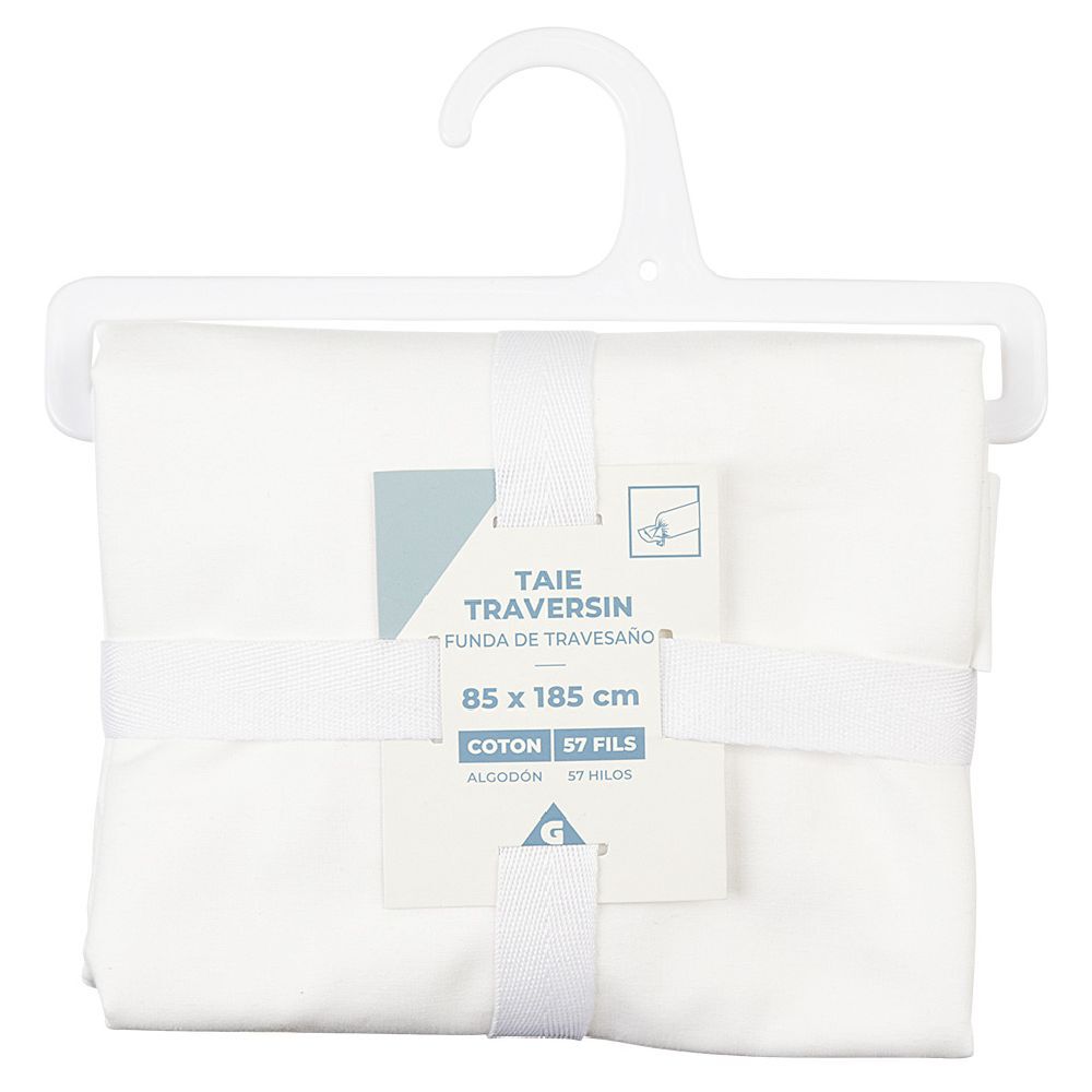 Taie de traversin en coton blanc 185x85 cm