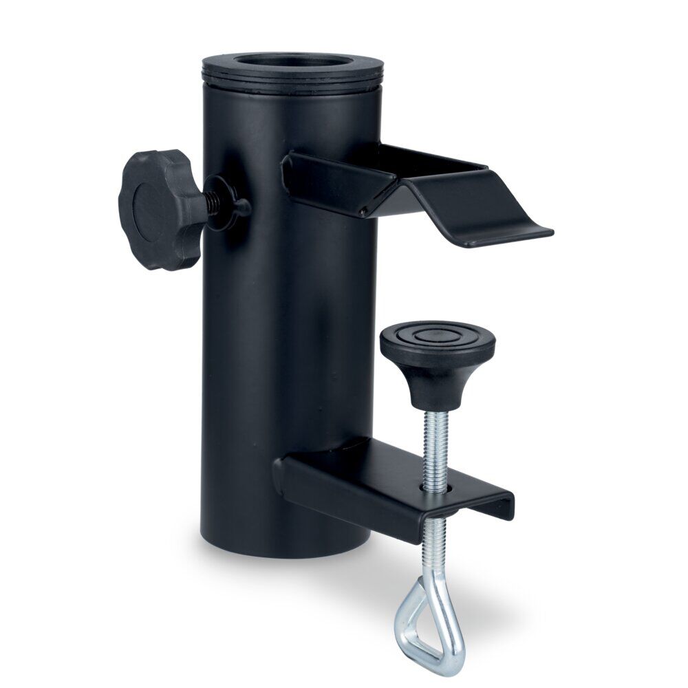 Fixation parasol pour balcon acier et plastique noir 16x6xH13,5cm