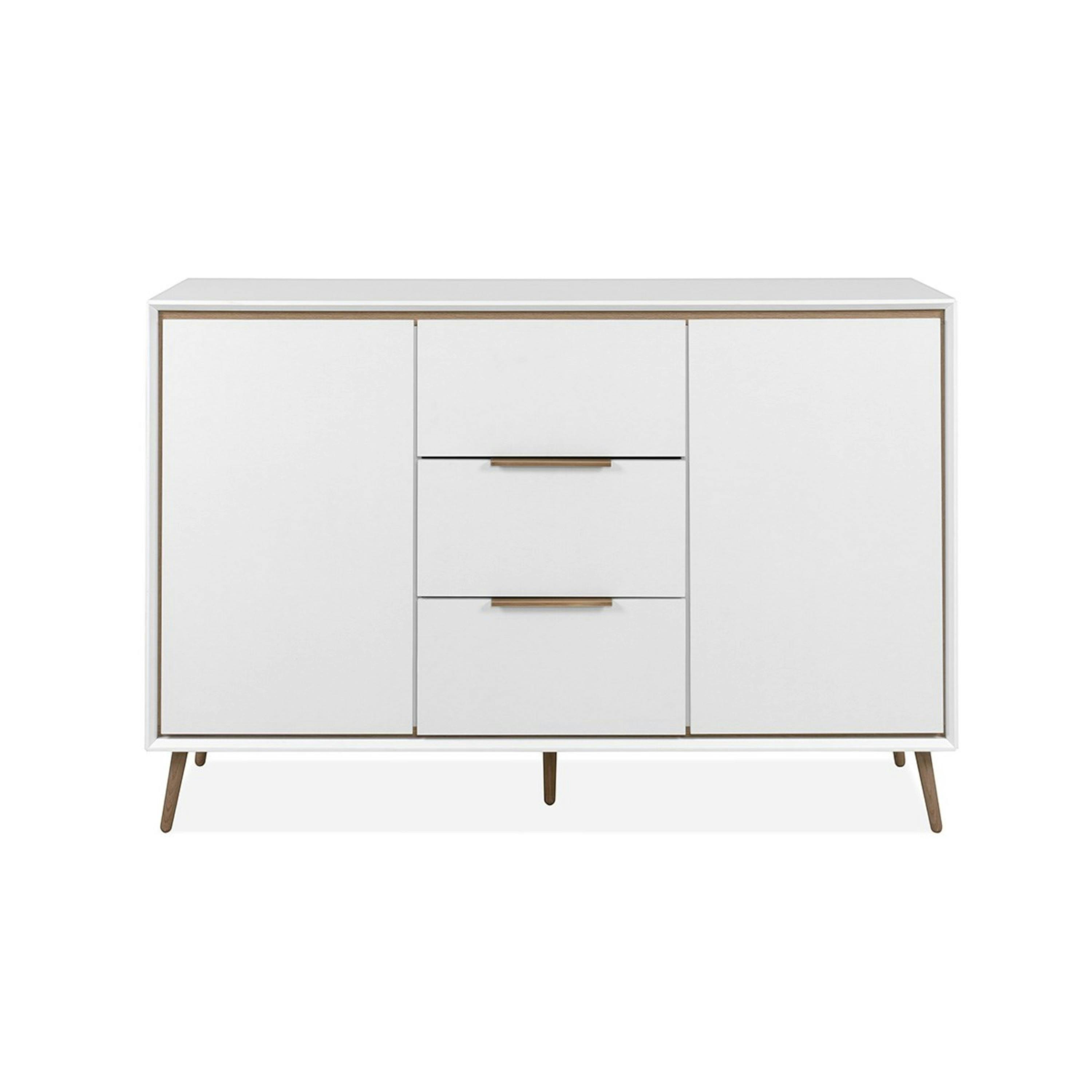 Buffet blanc moderne 2 portes 3 tiroirs AVIO