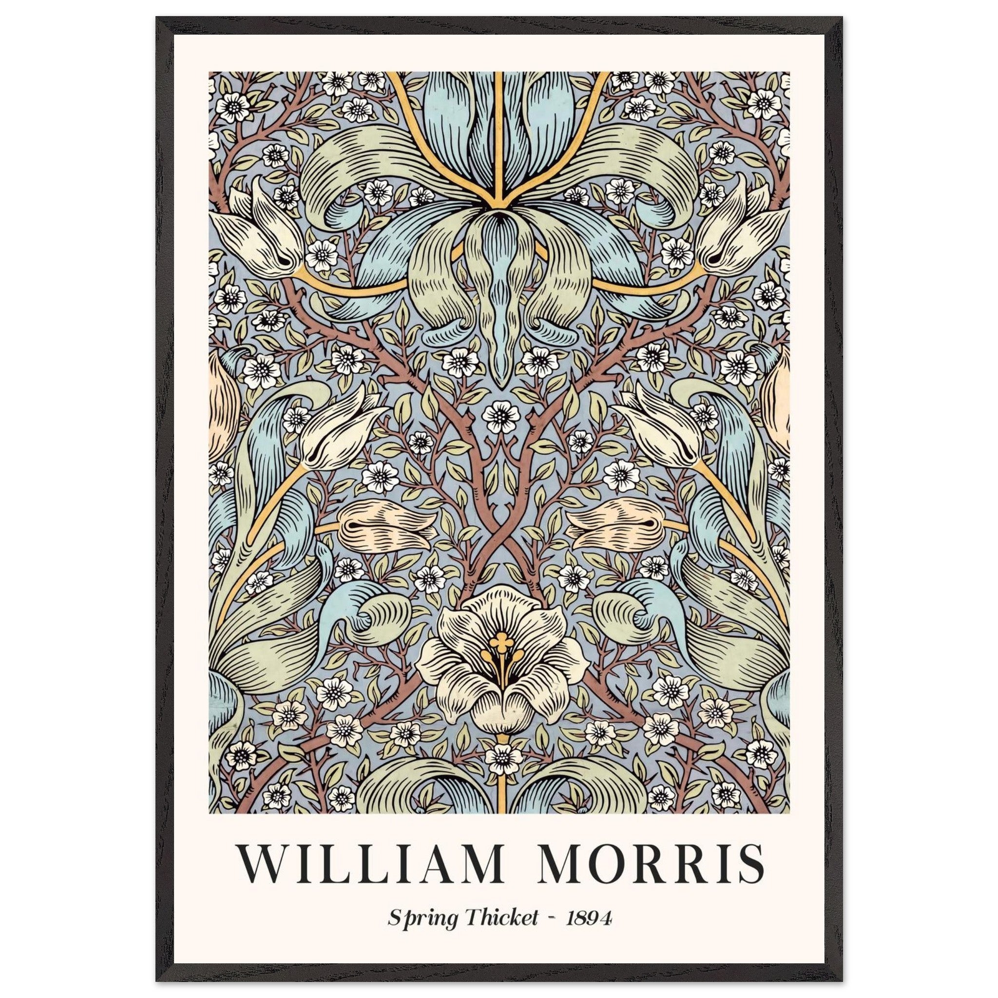 Artfulprints Poster met Lijst William Morris - Spring thicket 1884  - 70x100 cm - Blauw