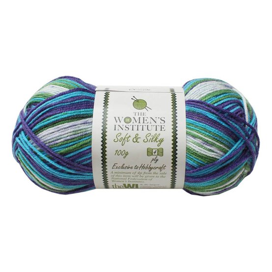 Women's Institute Purple Blue Mix Soft and Silky 4 Ply Yarn 100g
