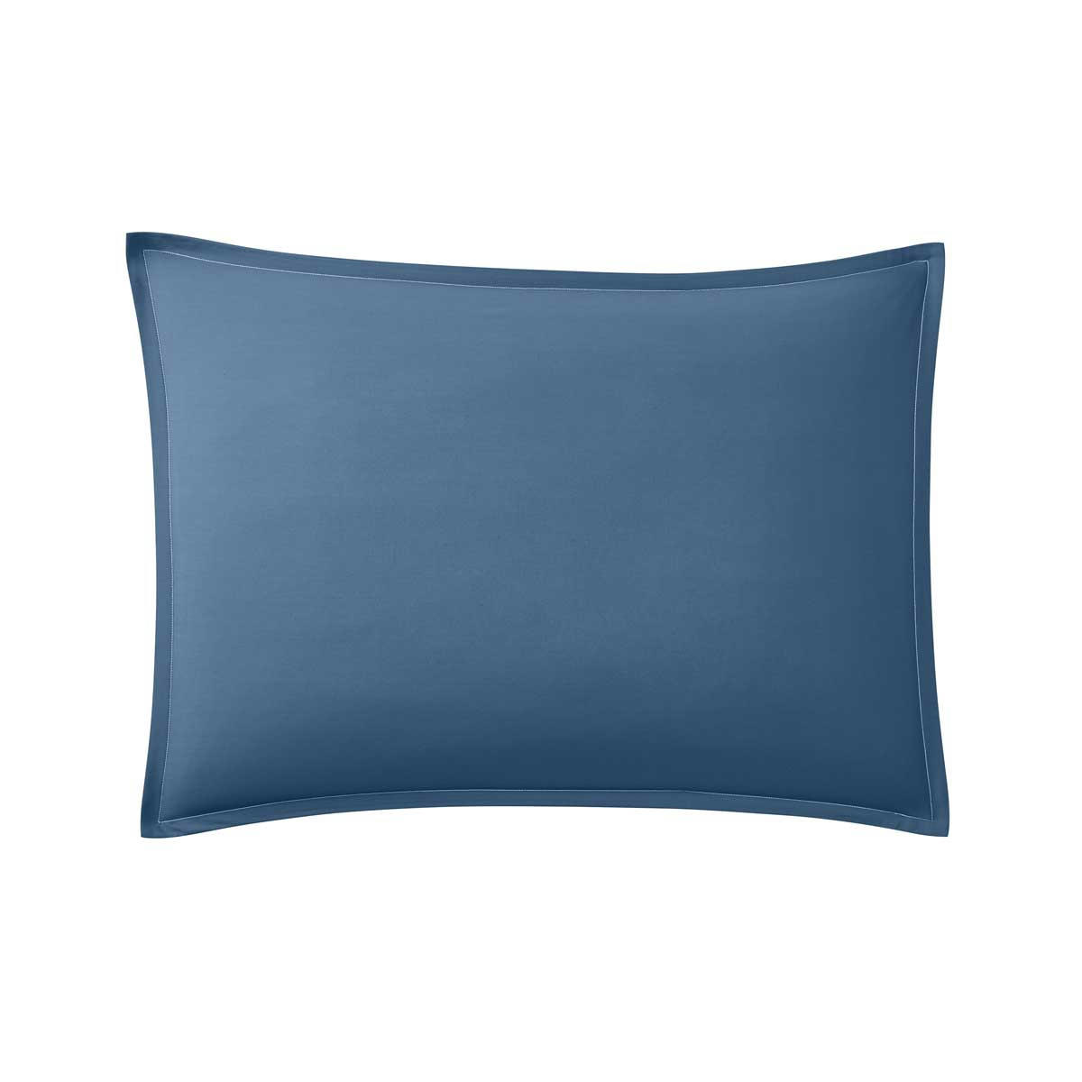 BASQUE - Taie d'oreiller unie en coton bleu 50x70