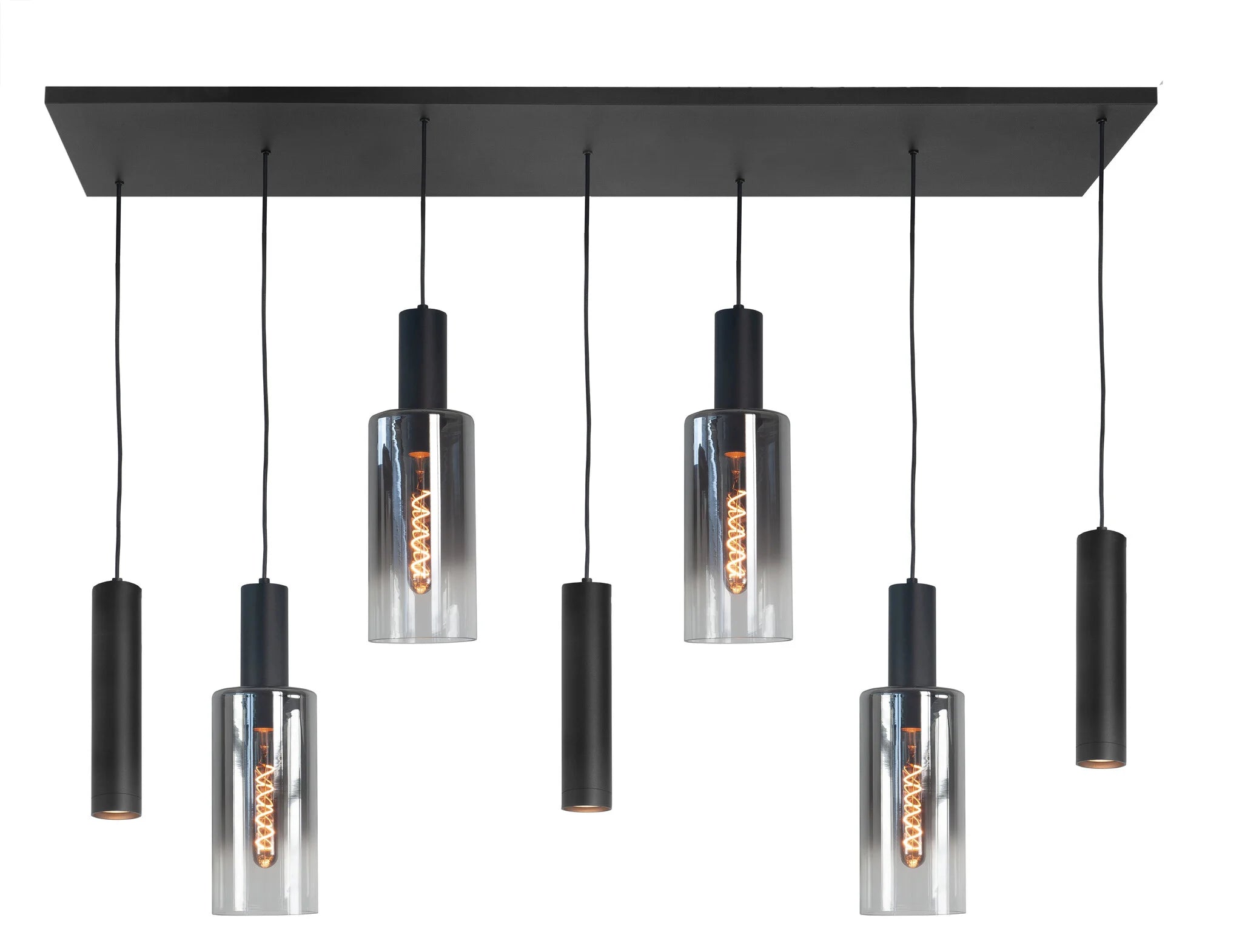 Highlight hanglamp Perugia - 7 lichts - 130 x 165  cm - zwart rook