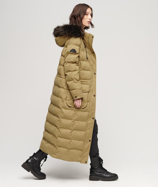 Faux Fur Hooded Parka Longline Coat