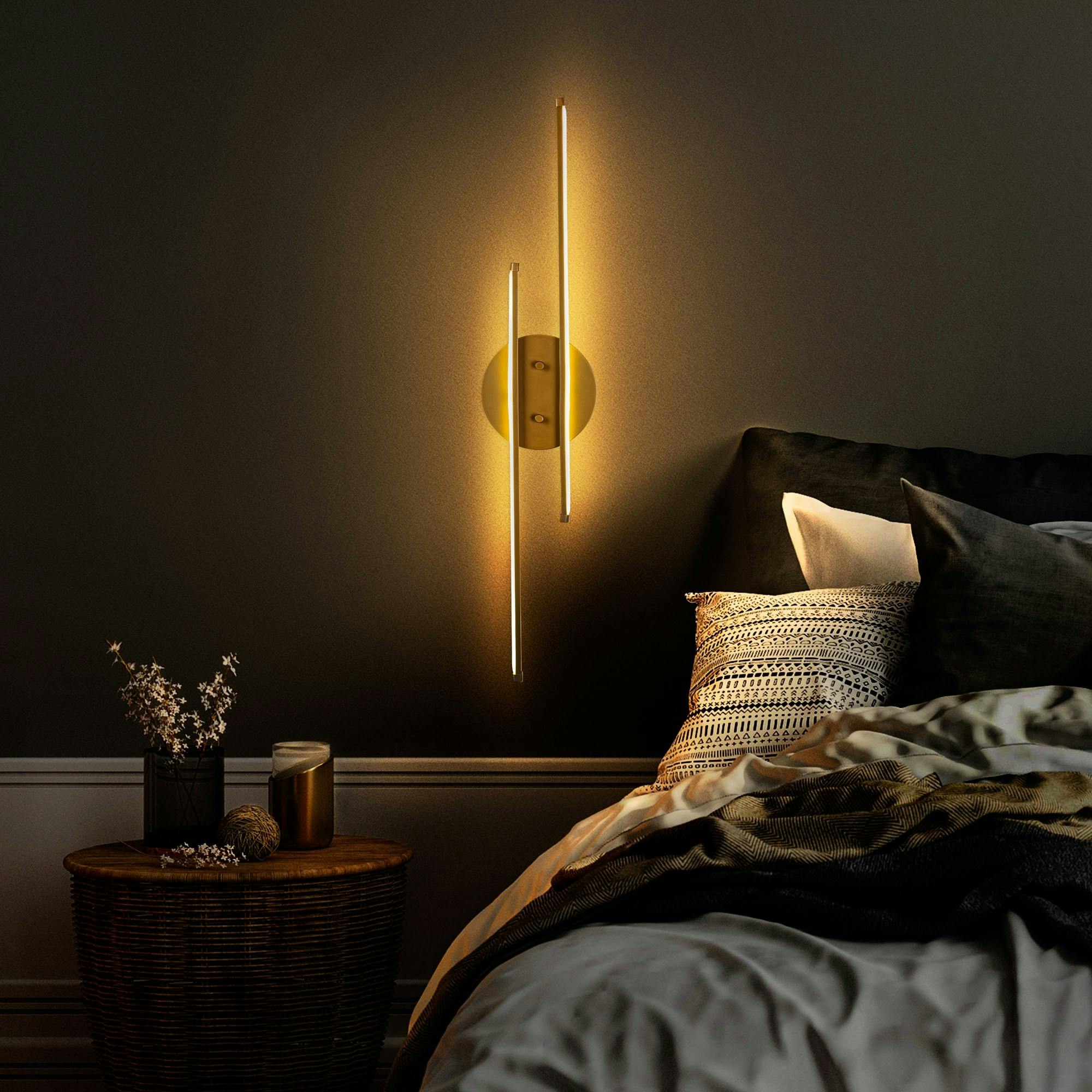 Applique murale LED design, 2 tiges dorées 86 cm VIESTE