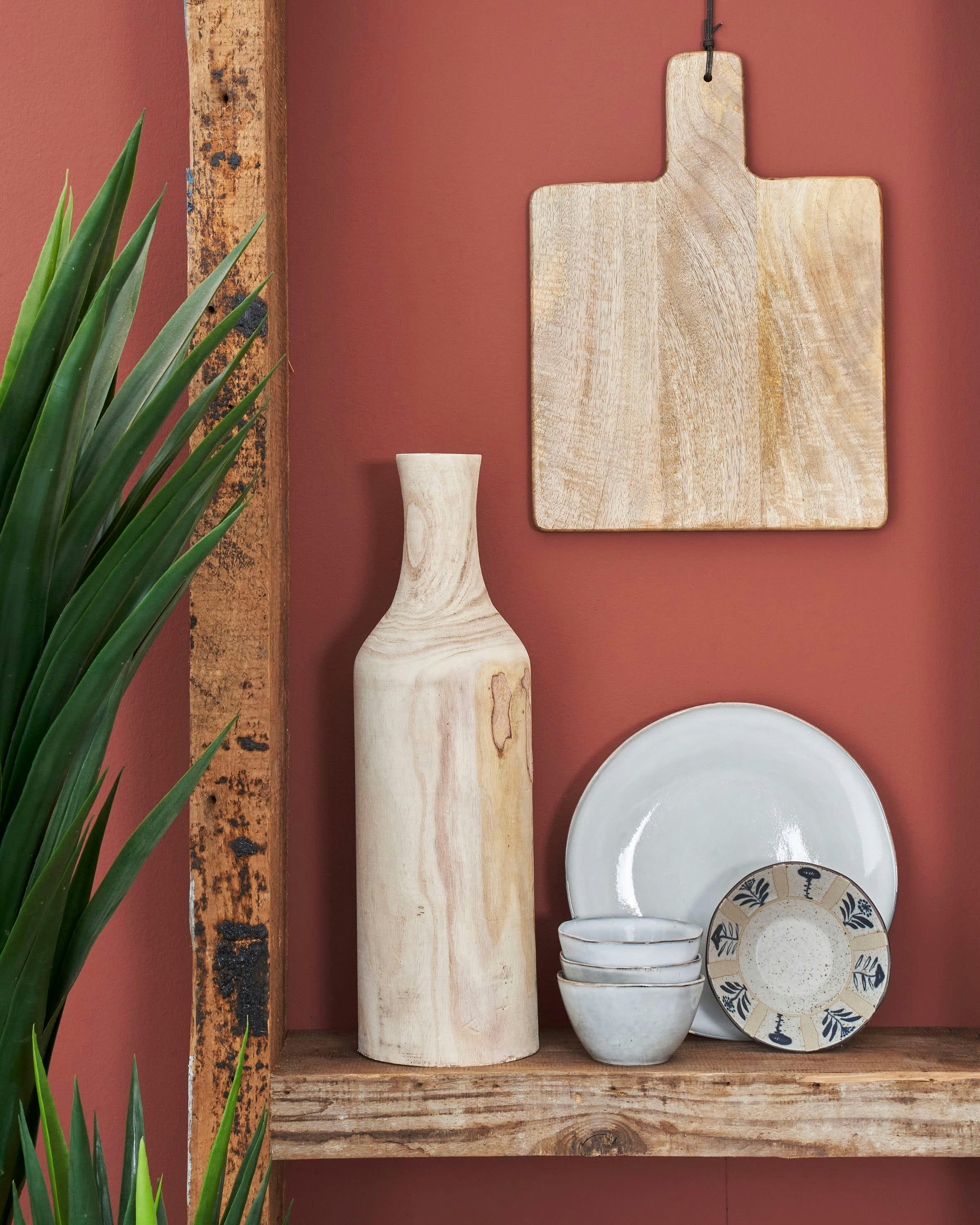 PIA - Vase en bois de paulownia marron clair H47