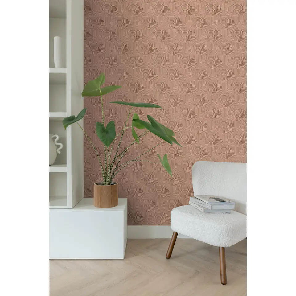 ESTAhome behang 3D-motief terracotta roze - 50 x 900 cm