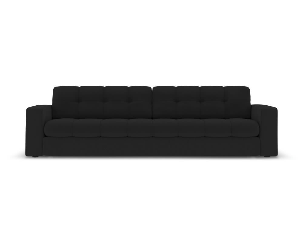 JUSTIN - Canapé 4 places en tissu structuré noir