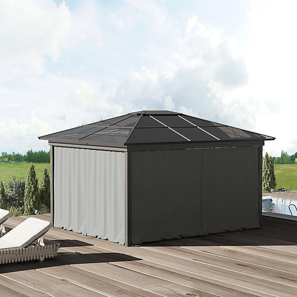 4 parois latérales pour pavillon de jardin tonnelle rigide 300 x 300 cm protéger de la pluie vent soleil gris clair