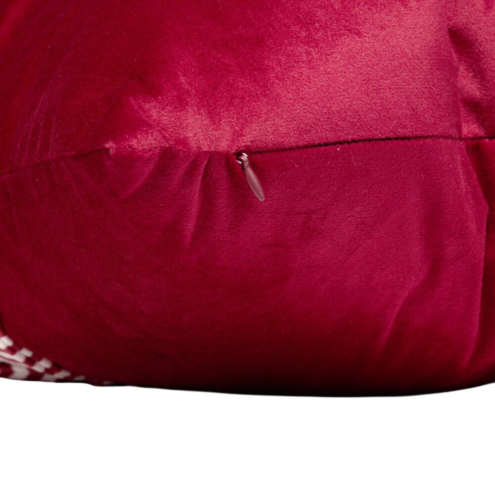 Coussin carré paquet cadeau No&euml;l avec noeud polyester L45X45 cm rouge