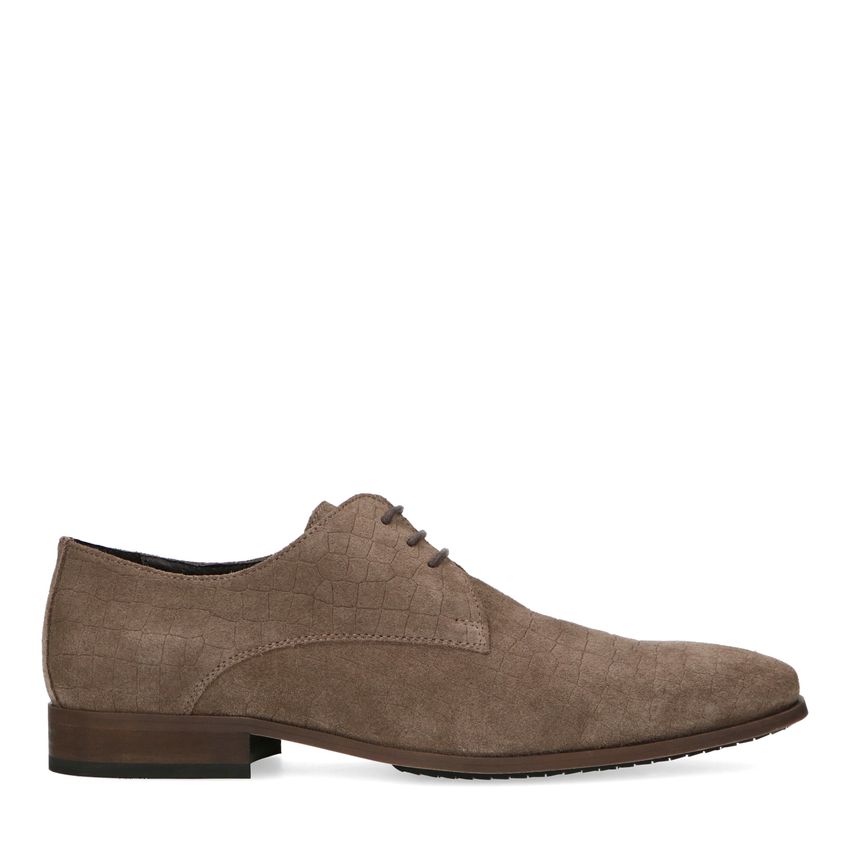 Manfield Taupe suède veterschoenen