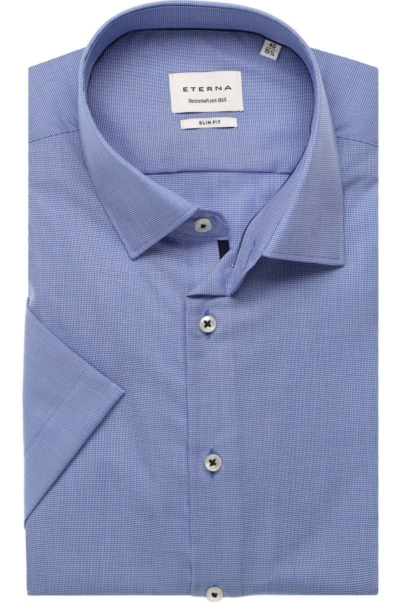 ETERNA Slim Fit Tencel Hemd blau, Strukturiert