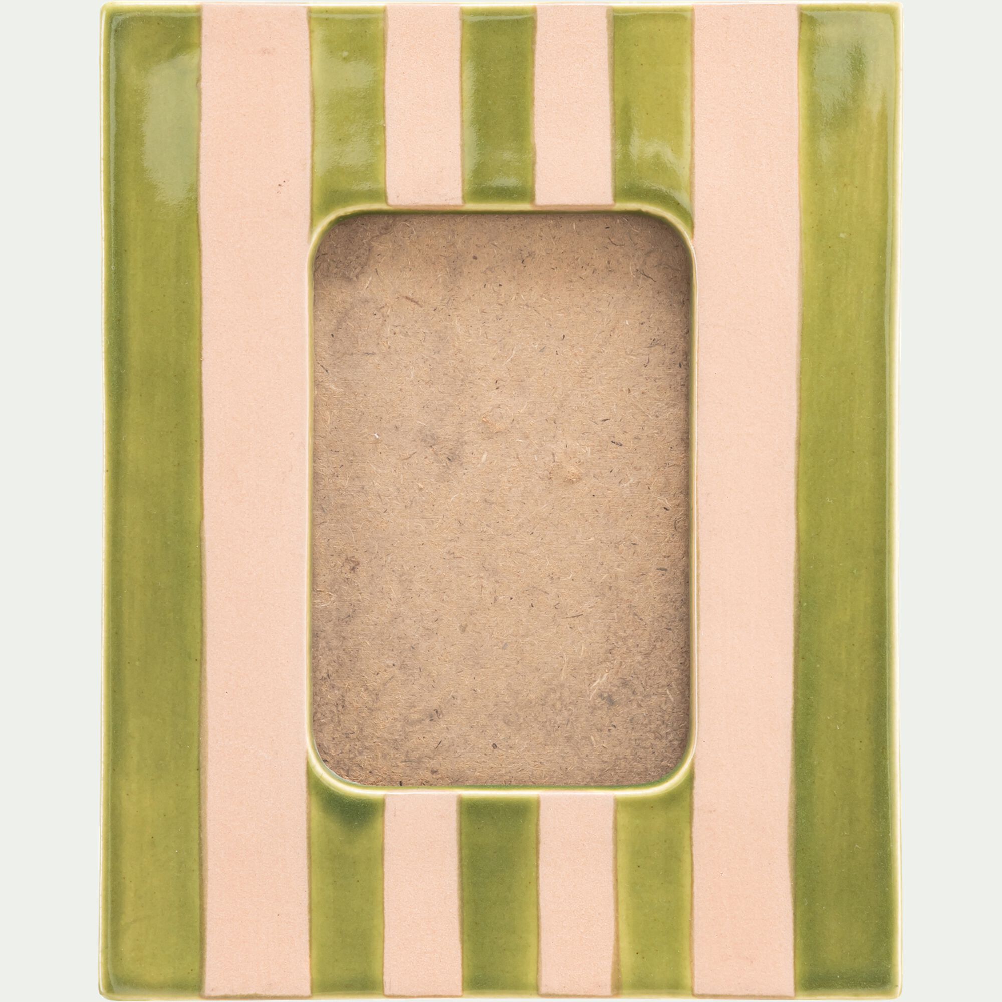 GINO - Cadre photo en faïence à rayures 21x26cm - vert