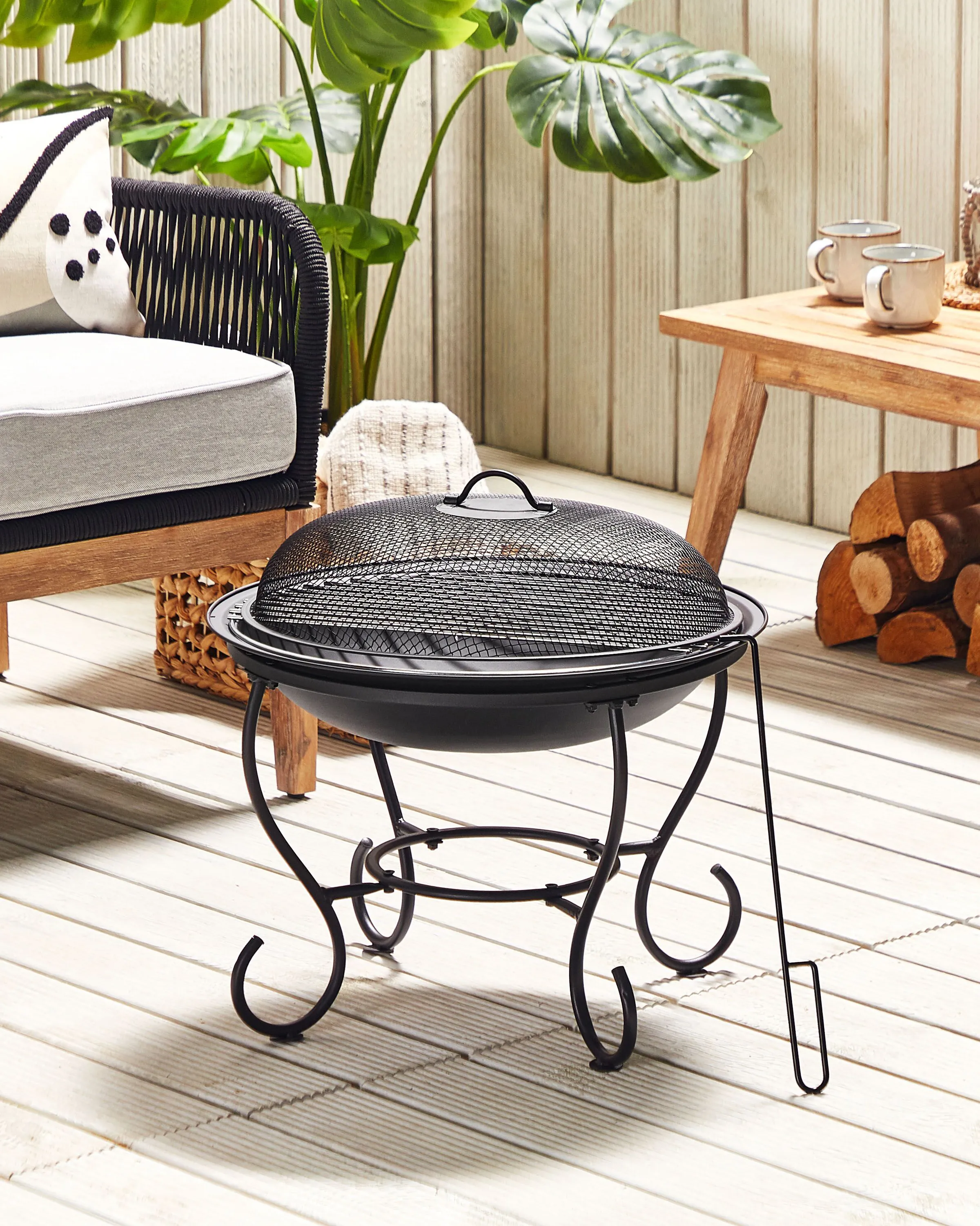Grill Fire Pit NEGARA Metal Black