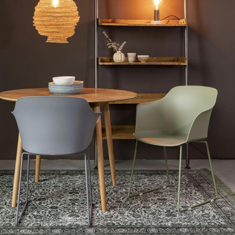 TANGO - Lot de 2 fauteuils de table en plastique et métal vert