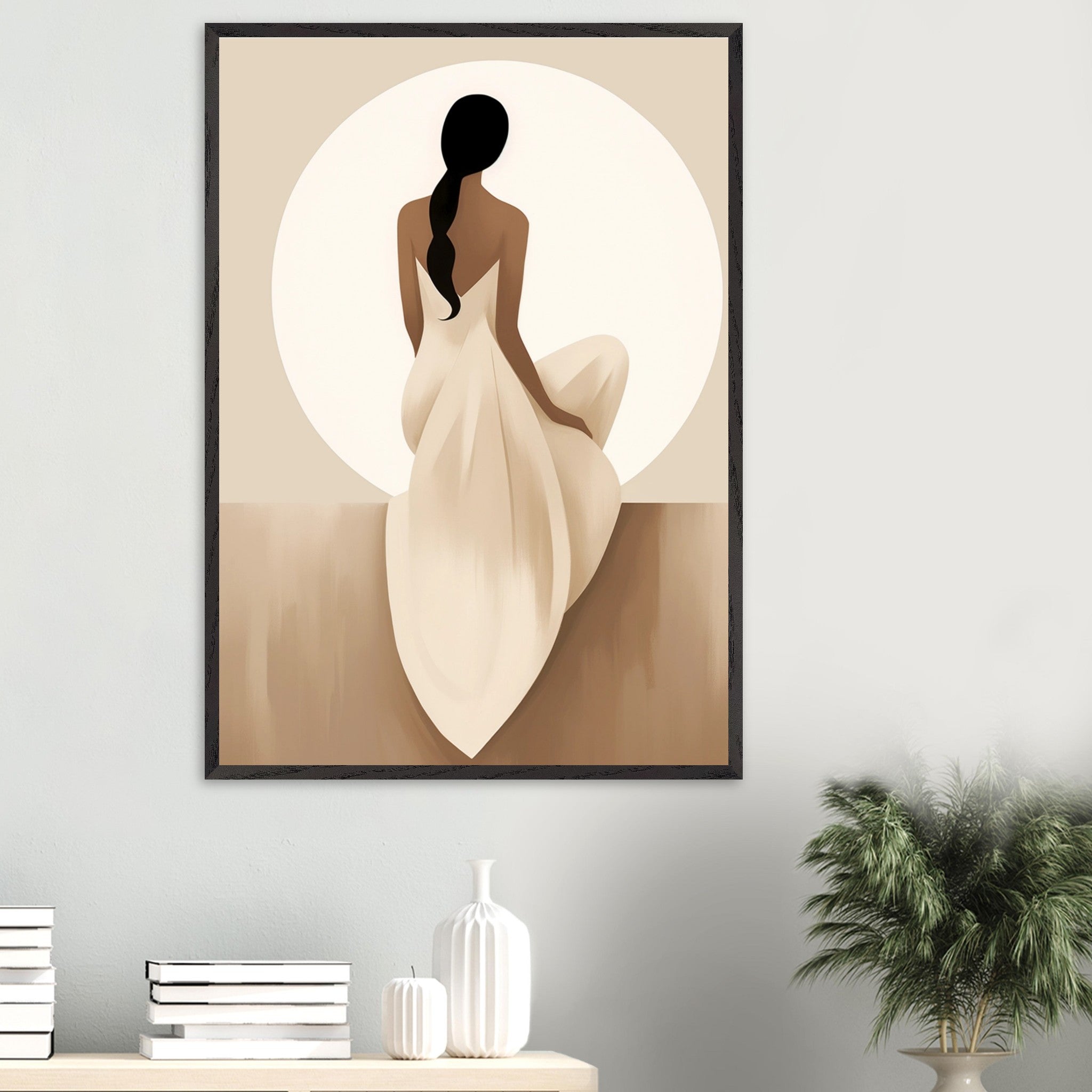 Artfulprints Poster Japandi The serene lady  - 70x100 cm - Bruin