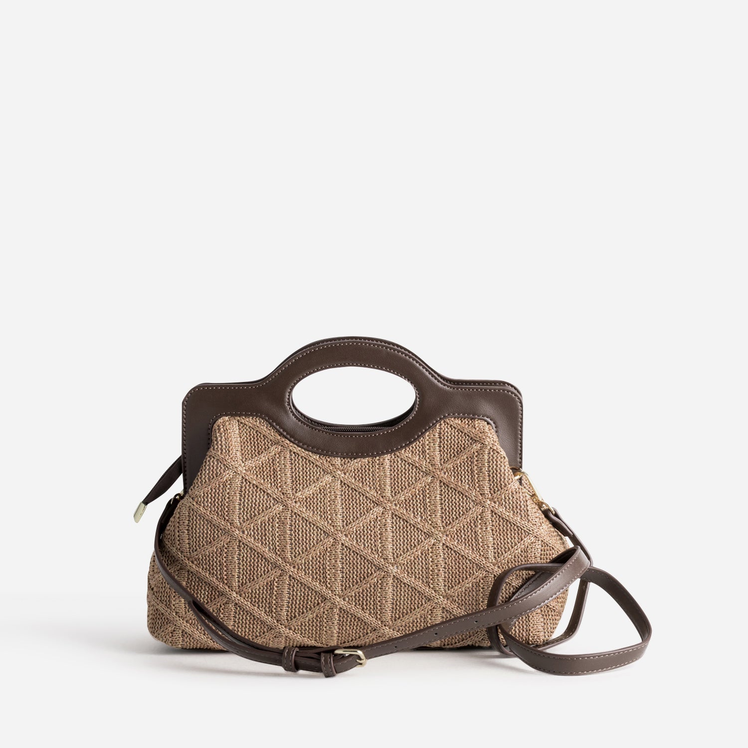 Sac à main marron tressé