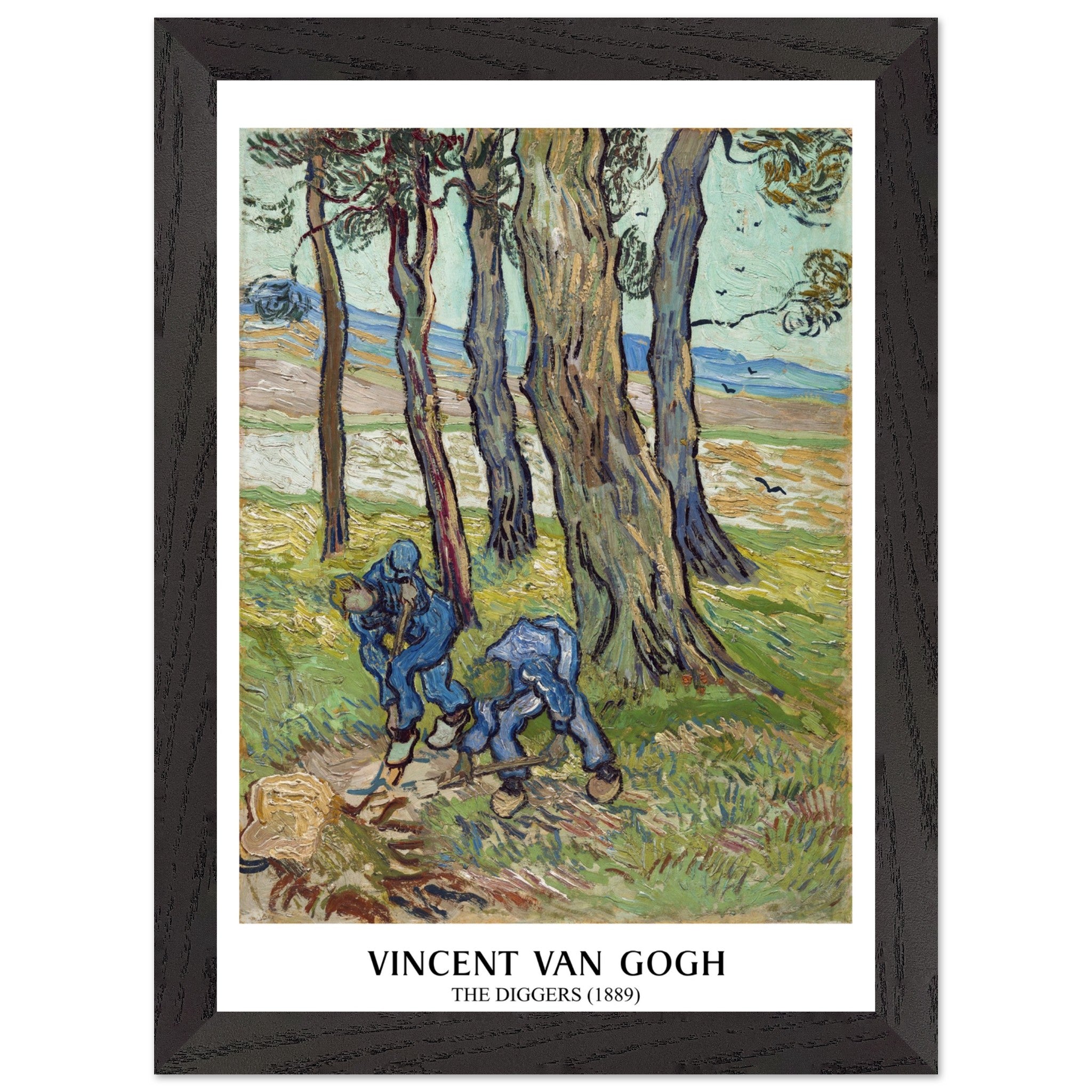 Artfulprints Poster met Lijst Vincent van Gogh - The diggers  - A4 21x29.7 cm - Groen