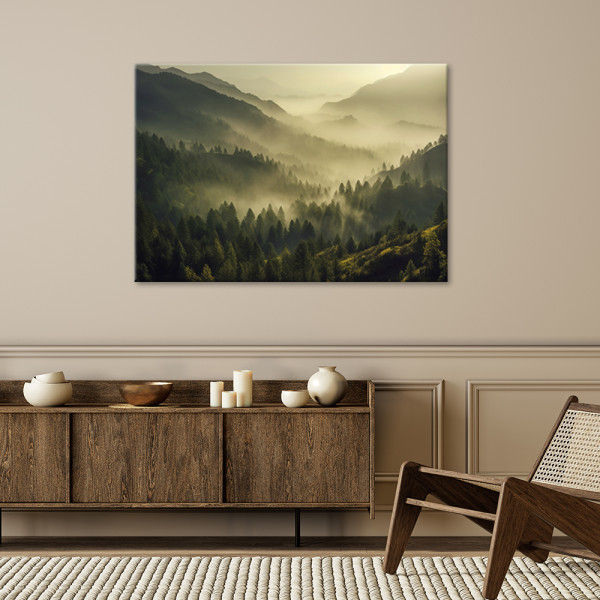 Feeby Obraz na płótnie, Las we mgle krajobraz 60x40