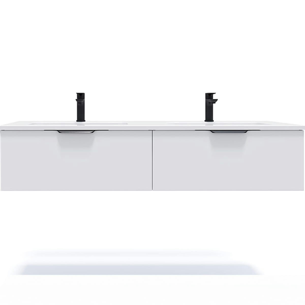 SOHO - Meuble salle de bain double vasque 140cm 2 tiroirs Blanc