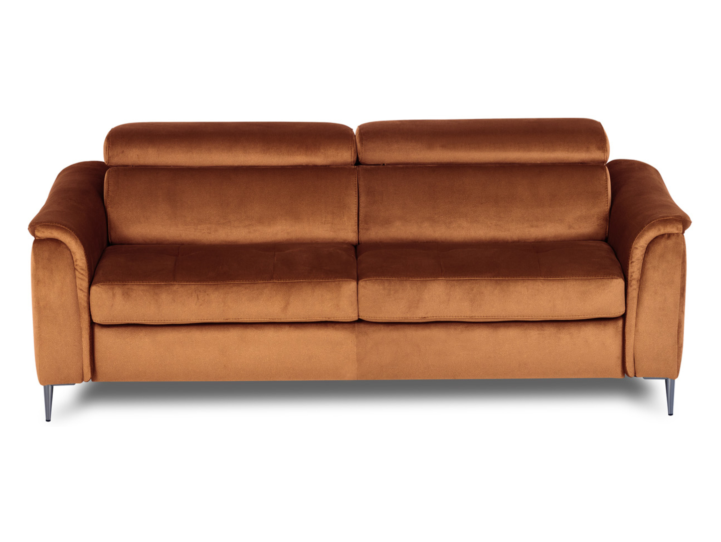Sofa trzyosobowa Venus rozkładana z regulowanymi zagłówkami pomarańczowa