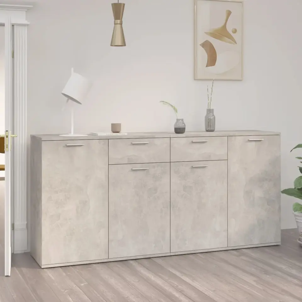 vidaXL - Dressoir - Grijs - Bewerkt hout