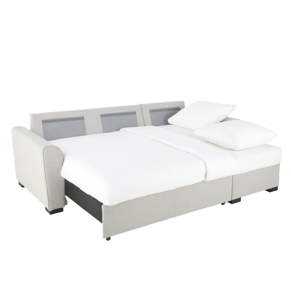 Montréal - Canapé d'angle convertible 3/4 places gris clair