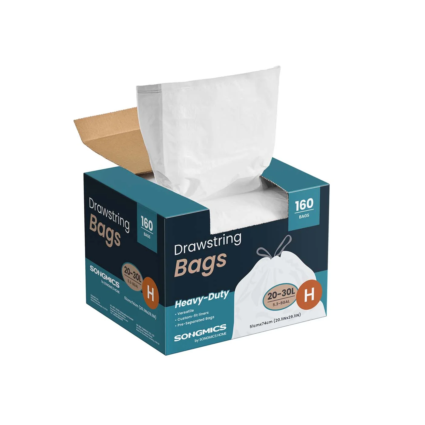Sacs poubelles pratiques avec liens coulissants (30 L)