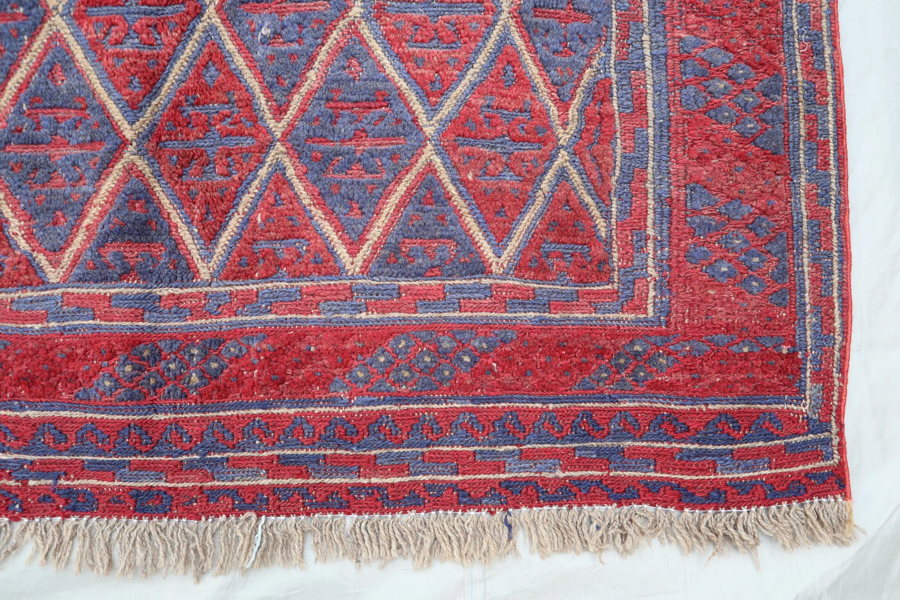 Antique Afghan Mashwani Rug, 4.3 x 3.9 ft Handmade Wool Rug, Geometric Barjasta Design, Vintage Tribal Rug, Handwoven Afghan Area Rug..!!