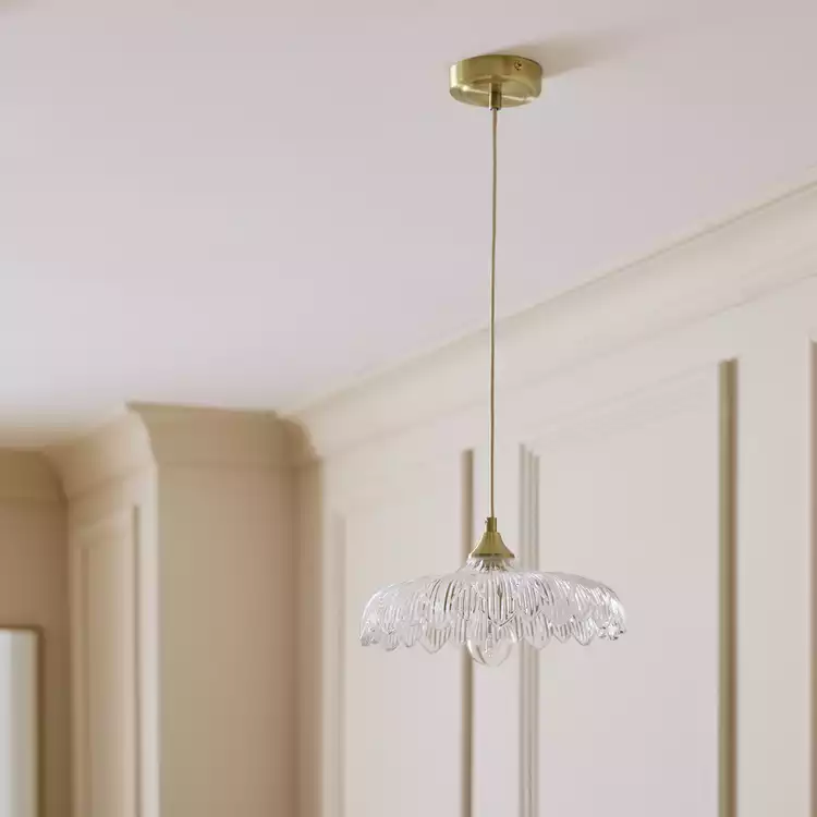 Habitat Petal Glass Pendant Ceiling Light - Brushed Brass