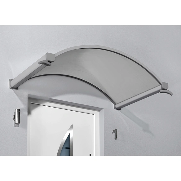 Rundbogenvordach, Polycarbonat (PC), edelstahlfarben/klar