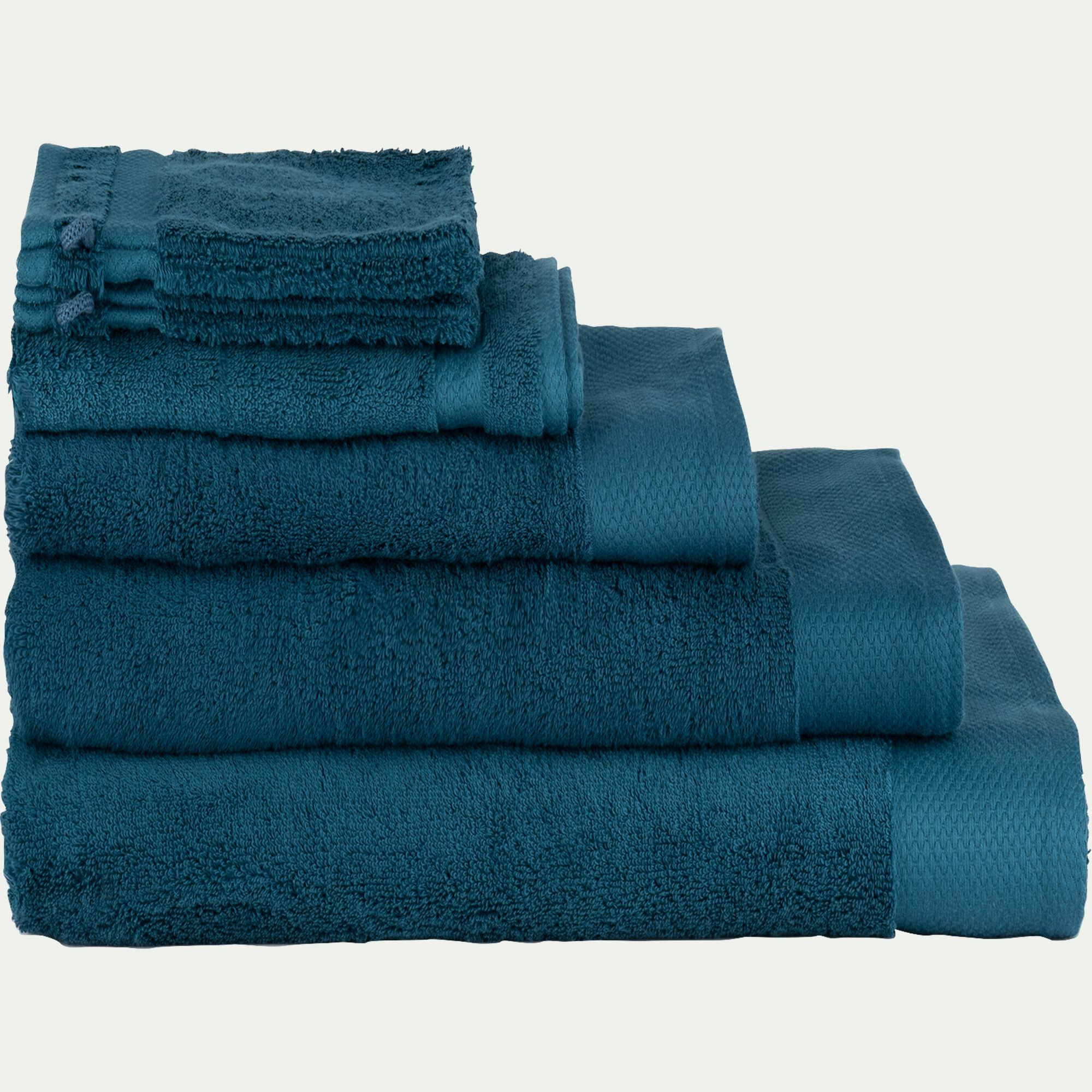 AZUR - Linge de toilette en coton peigné- bleu figuerolles
