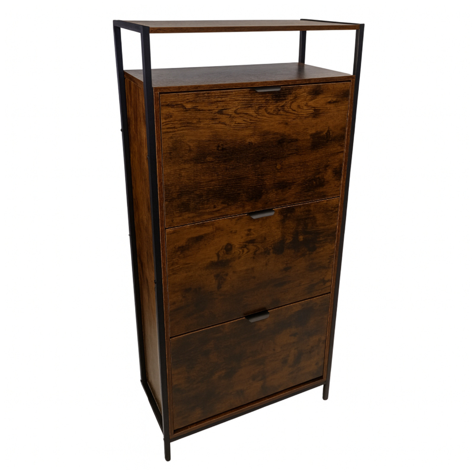 Komoda ciemny brąz wąska na buty 3 szuflady rustykalna BEGRYF 60x30x130