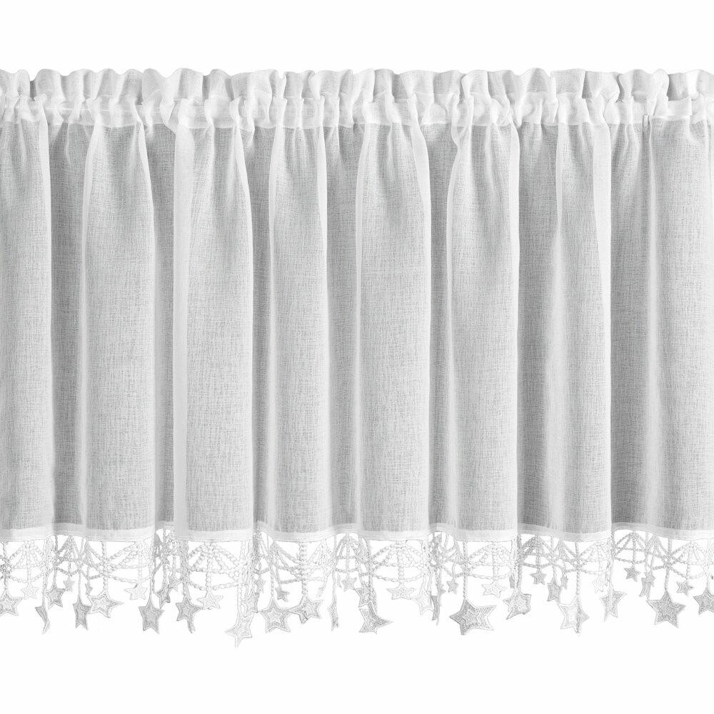 Zazdrostka świąteczna 60x150 cm biała gwiazdki do kuchni gotowa