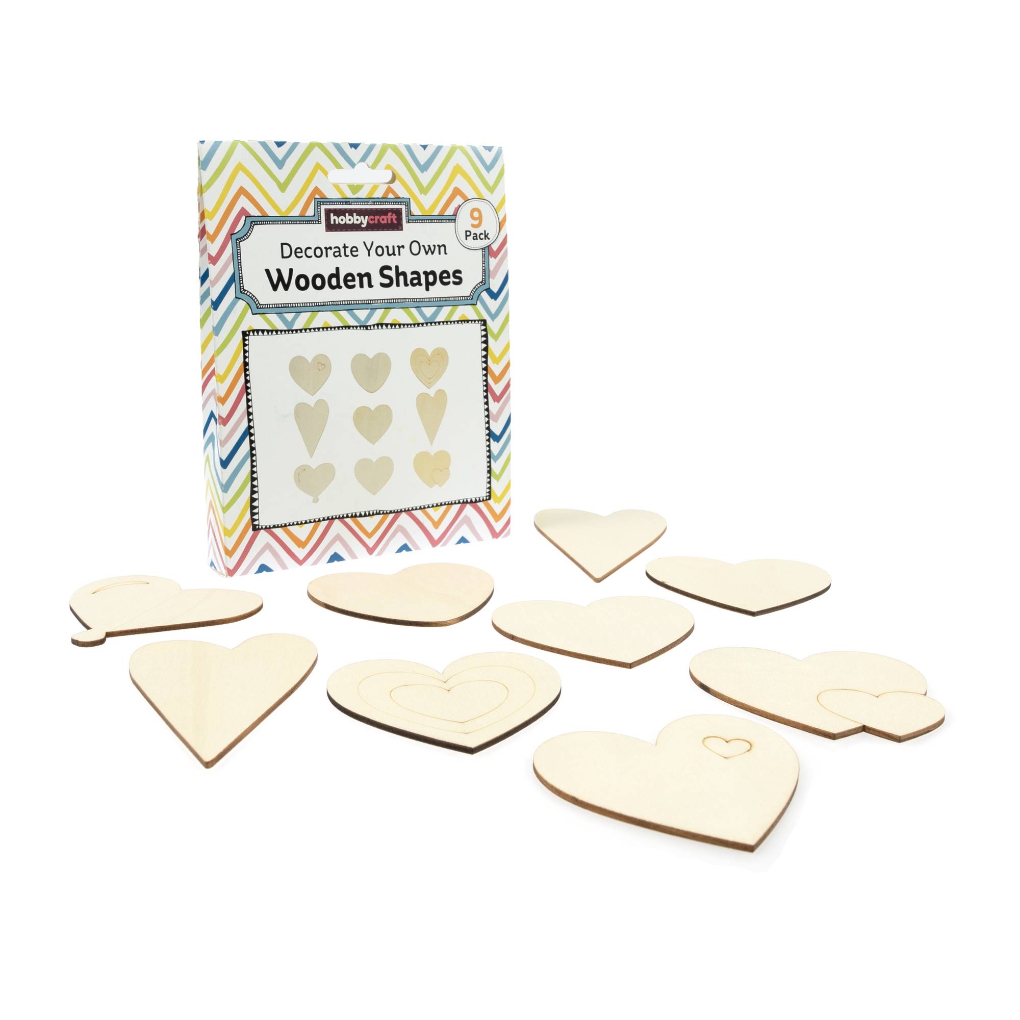 Decorate Your Own Heart Wooden Shapes 9 Pack