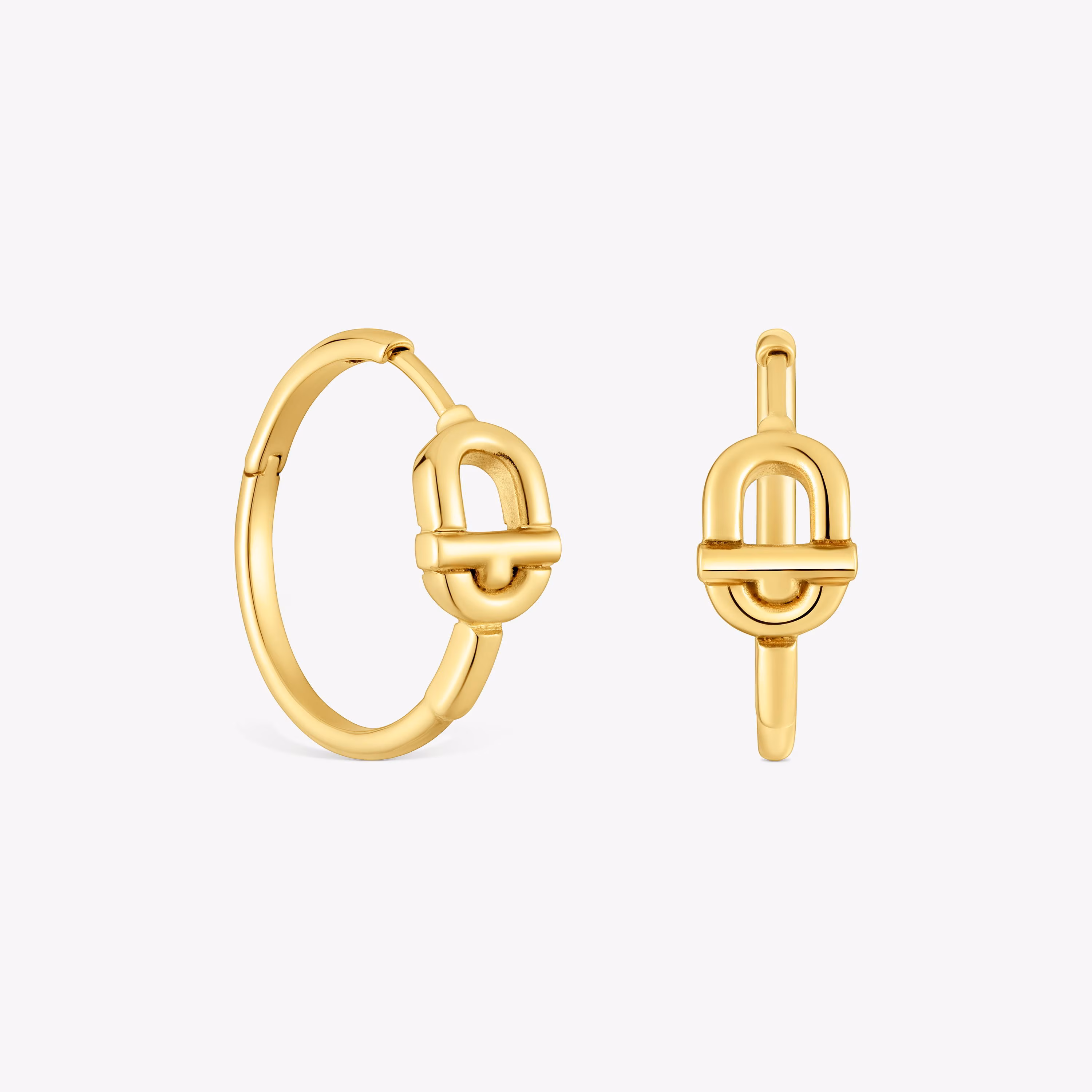 Pendientes de aro cortos con baño de oro 18 kt sobre plata y motivo TOUS MANIFESTO