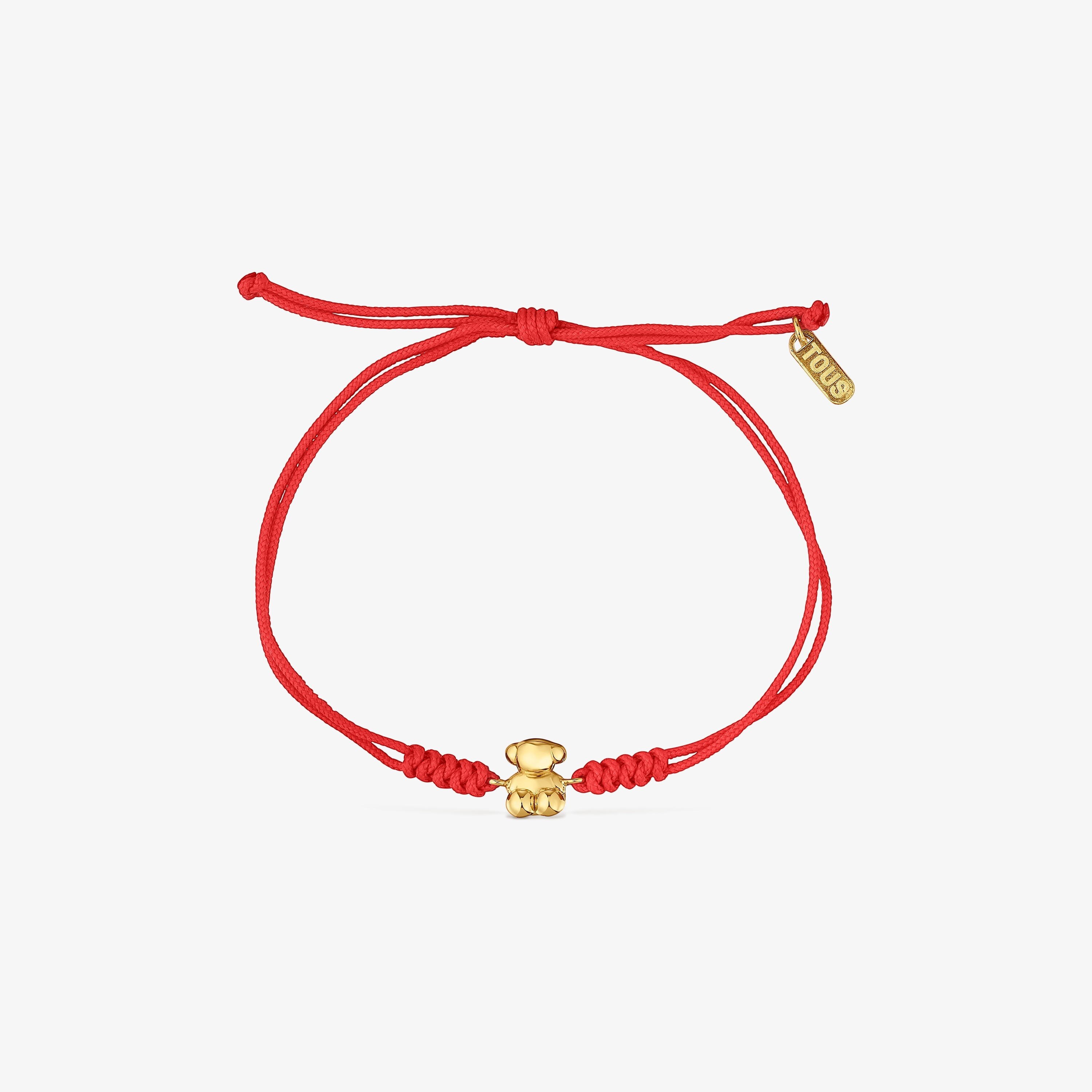 Pulsera de nylon y oso de oro en color rojo Bold Bear