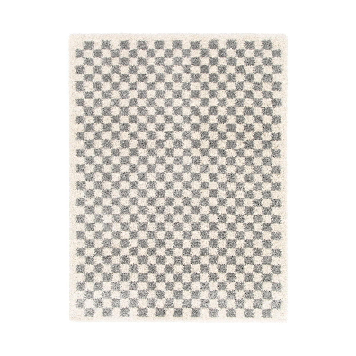 AFK Living vloerkleed Checkers - shaggy - grijs - 80 x 150 cm